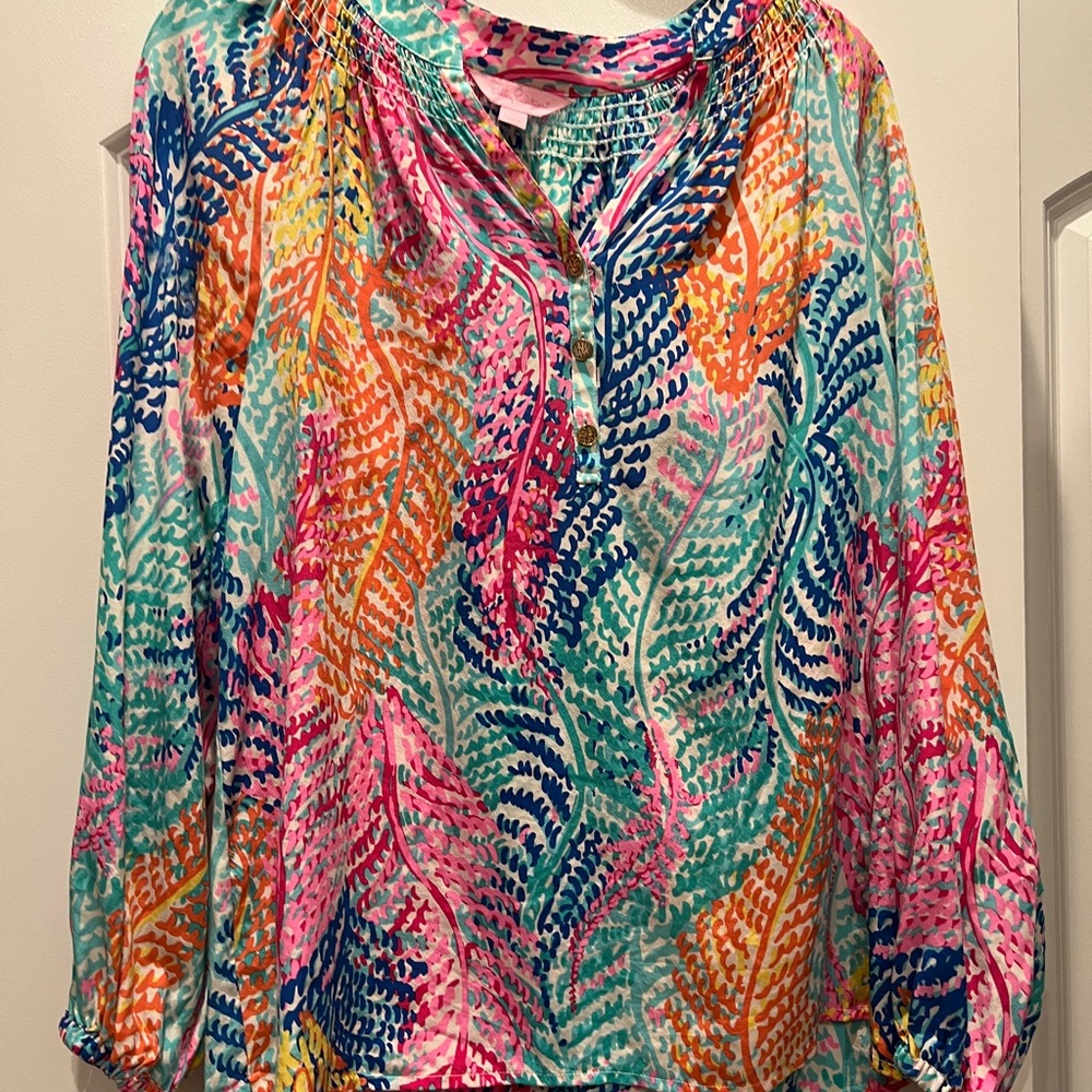 Lilly Pulitzer Multicolor Leaf Print Blouse